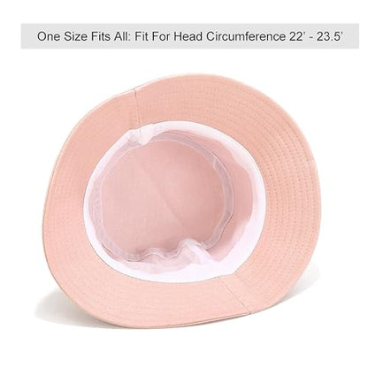 Wheebo Solid Color Bucket Hat for Women Summer Beach Fishmen Hat for Lady Adult Unisex Cotton Cap…… - color: A-sc-peach