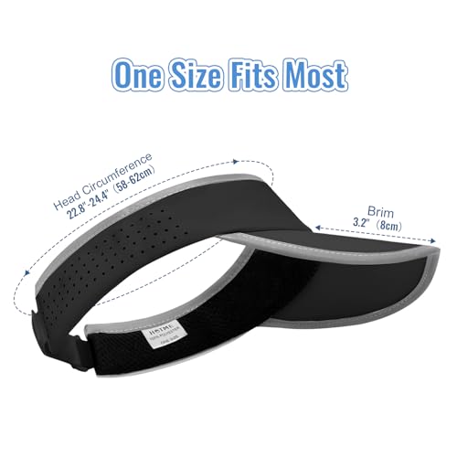 Foldable Sports Sun Visor Hat - Adjustable Running Golf Tennis Cap with Mesh&Reflective Design, Quick Drying for Men & Women - color: Black/Reflective