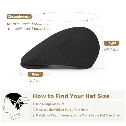 Men's Adjustable Newsboy Hat Classic Flat Gatsby Cabbie Ivy Cap for Golf Driving Winter - color: Darkgrey, size: Medium