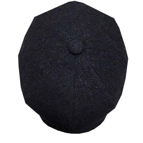 Men's Classic 8 Panel Wool Blend Newsboy Snap Brim Collection Hat - color: Blue-nsb3060, size: Medium