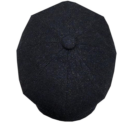 Men's Classic 8 Panel Wool Blend Newsboy Snap Brim Collection Hat - color: Blue-nsb3060, size: Medium