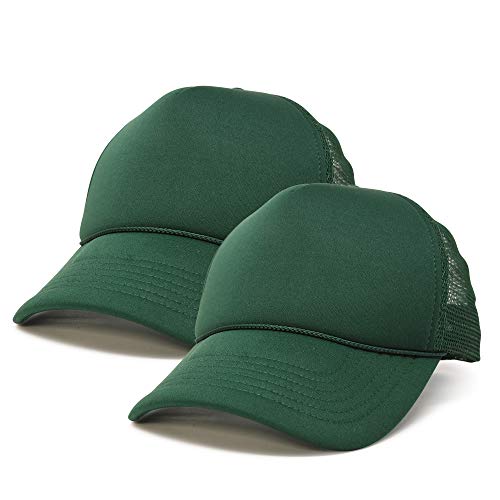 DALIX Solid Blank Trucker Hats Caps 2 Pack - color: Dark Green