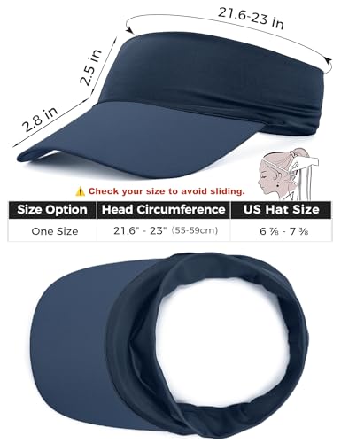 ROYBENS Cooling Visor Hat Women Men, Elastic Headband Sun Visor Golf Cap - color: Navy Blue