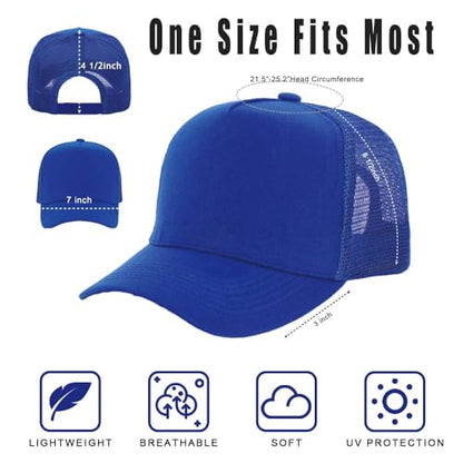 ZH 12 Pack Seamless Mesh Back Baseball Caps, 5 Panel Trucker Hats Bulk for Men and Women，Blank Caps - color: Blue