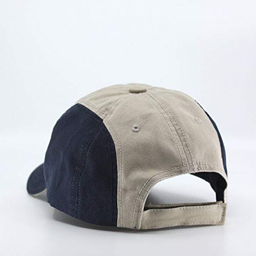 Washed Cotton Twill Five Panel Adjustable Camper Caps - color: Navy/Khaki