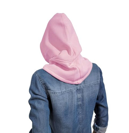 Unisex Sporty Snood Hat with drawstring Hood Scarf Neck Warmer Winter Balaclava Hood - color: Pink