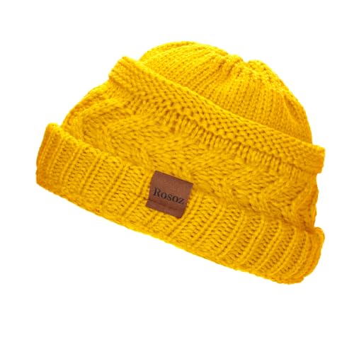 Rosoz 2 Pack Ponytail Beanie for Women,Winter Warm Beanie Tail Soft Stretch Cable Knit Messy High Bun Hat - color: 1pack-yellow