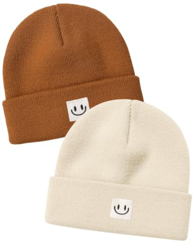 FURTALK Baby Beanie Toddler Winter Hat Boys Girls Kids Warm Knitted Cap - color: Beige+camel, size: 0-6 Months