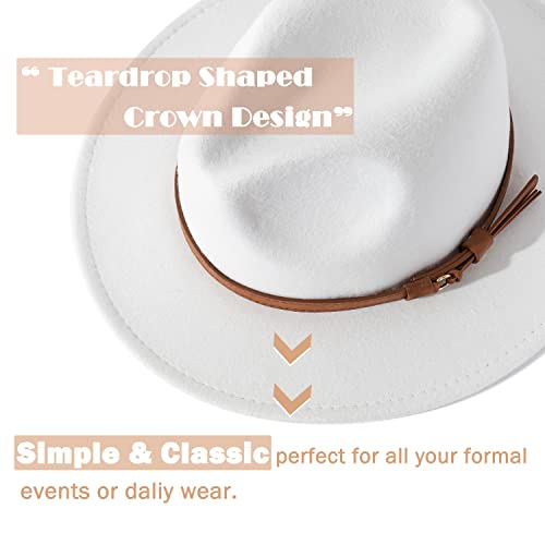 Lisianthus Men & Women Vintage Wide Brim Fedora Hat - color: White, size: Large