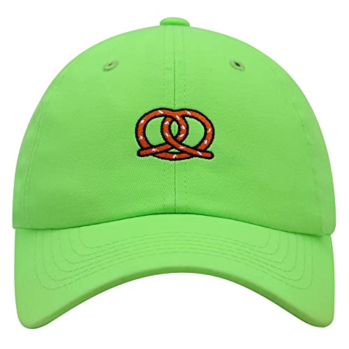 JPAK Pretzel Premium Dad Hat Embroidered Cotton Baseball Cap Snack - color: Neon Green
