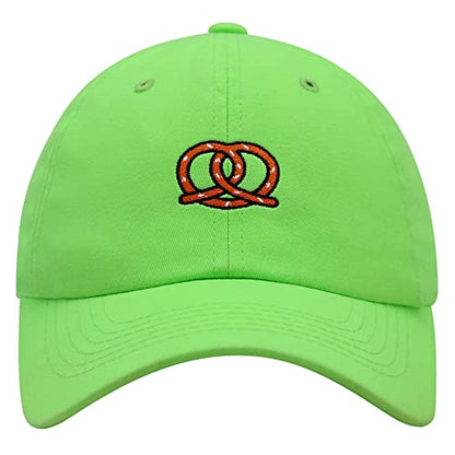 JPAK Pretzel Premium Dad Hat Embroidered Cotton Baseball Cap Snack - color: Neon Green