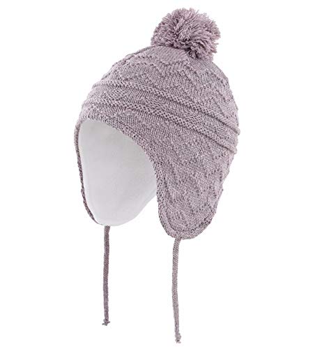 Connectyle Toddler Boys Girls Beanie Hat Fleece Lined Knit Kids Hat with Ear Flaps Warm Winter Hat Acrylic Watch Hat - color: Mauve, size: 1-3T