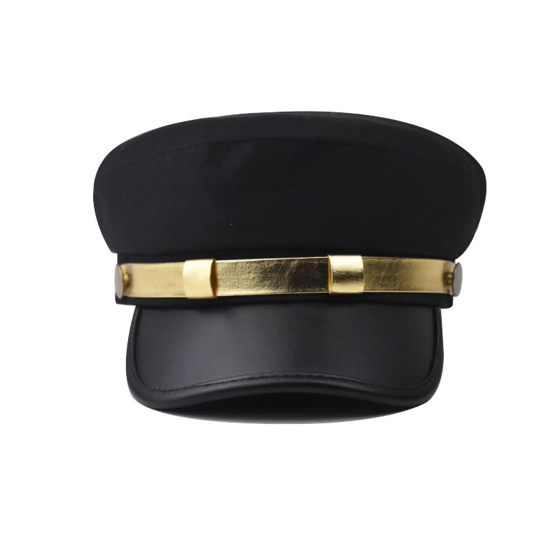 Chauffeur Hat Newsboy Cap Beret Driver Costumes Captain-Hat for Men Women - color: Gold-black