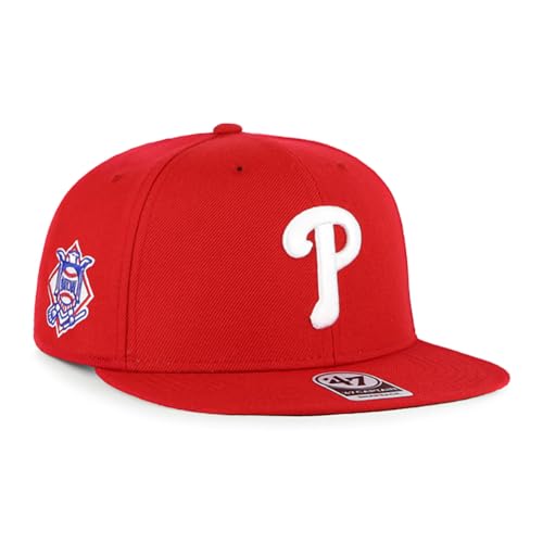 47 MLB Sure Shot Captain Hat Adjustable Structured 6-Panel Snapback Hat Cap, Adult One Size Fits All - color: Philadelphia Phillies