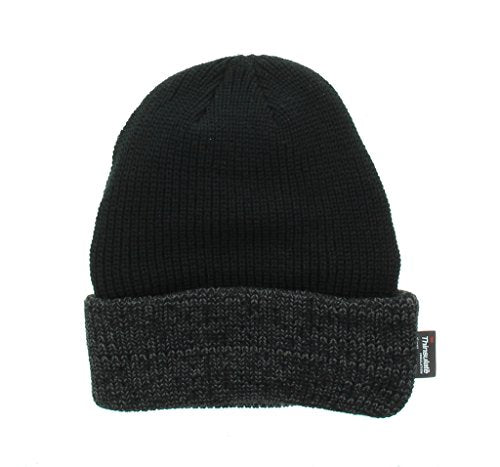 Milani Thinsulate 40 Gram Windchill Insulated Winter Cold Weather Beanie Skull Cap - color: Black/Gray Cuff