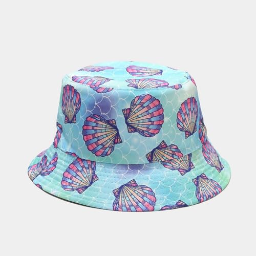 Quanhaigou Bucket Hats Unisex Summer Travel Beach Fisherman Cap for Men Women Teens - color: Blue Shells