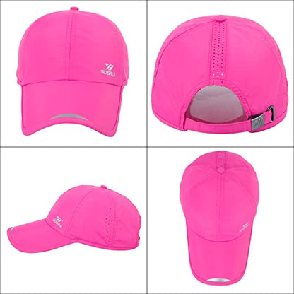 Running Hat Mesh Quick Dry Hat Baseball Cap for Women Men - color: Black+rose Red 2