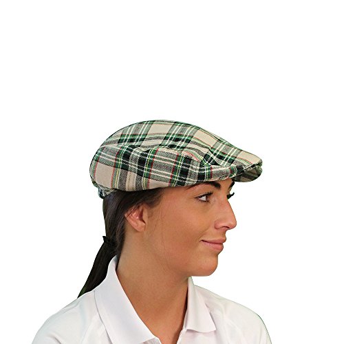 Plaid Flat Golf Cap: 'Par 5' - color: Khaki Stewart