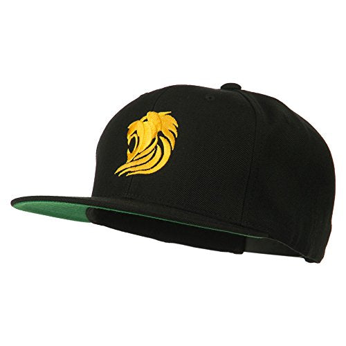 e4Hats.com Gold Lion Embroidered Wool Snapback Cap - color: Black