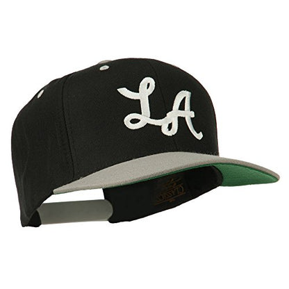 e4Hats.com LA Embroidered Snapback Cap - color: Black Silver