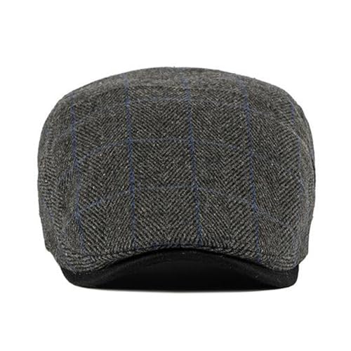Newsboy Hat for Men Flat Cap Adjustable Tweed Ivy Gatsby Cabbie Hat - color: Plaid-black