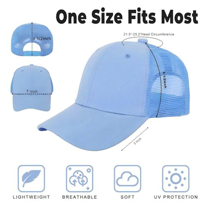 ZH 12 Pack Mesh Trucker Hats, Bulk Baseball Caps for Men and Women, Trucker Cap Wholesale - color: Light Blue