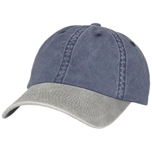 E BY ELIDAN Classic Dad Hat Cotton, Low-Profile Plain Baseball Cap, Adjustable, Breathable and Packable - color: Navy Grey (Vintage Wash)