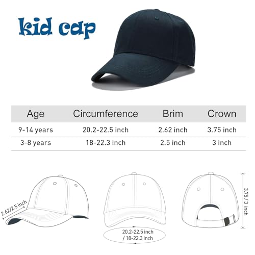 Edoneery Kids Baseball Hat, Adjustable Cotton Cap - color: Navy, style: 3-8 Years