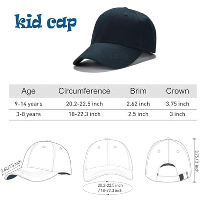 Edoneery Kids Baseball Hat, Adjustable Cotton Cap - color: Navy, style: 9-14 Years