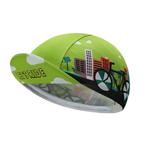 Funny Cycling Cap - Polyester Skull Cycling Hat-Under Helmet -Cartoon Cycling Helmet Liner Breathable&Sweat Uptake - color: Fuu-green