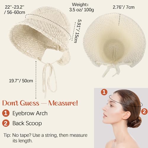 Ababalaya Women’s Lightweight Cotton Crochet Bucket Hat - color: Beige