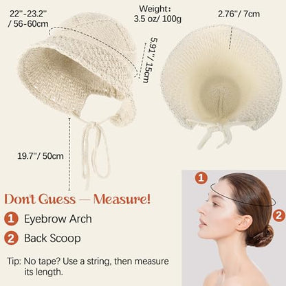 Ababalaya Women’s Lightweight Cotton Crochet Bucket Hat - color: Beige