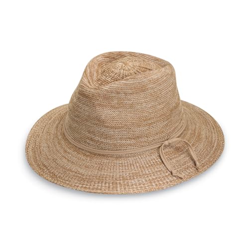 Wallaroo Hat Company Women's Victoria Fedora – UPF 50+ UV Protection, Wide Brim, Packable & Adjustable Sun Hat - color: Mixed Camel, size: Medium