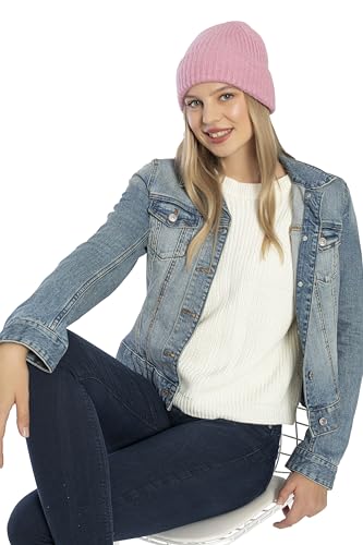 Seamless Beanie Cap, Acrylic Unisex Winter Beanie - color: Light Pink