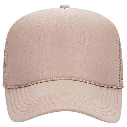 OTTO Wholesale 12 x Cap 5 Panel Mid Profile Mesh Back Trucker Hat - color: Khaki