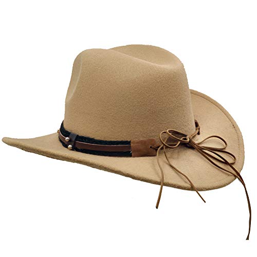 Men & Women's Fur Felt Cowboy Hat Wide Brim Western Outback - color: Beige