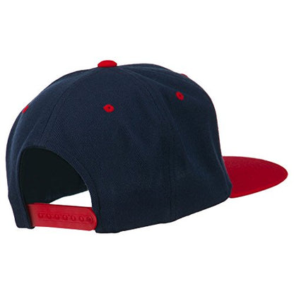 3D Clover Embroidered Two Tone Snapback Cap - color: Navy Red
