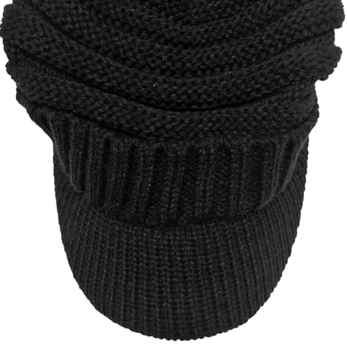 XYIYI Beanie Tail Winter Warm Knit Messy High Bun Ponytail Hats Visor Beanie Cap - color: A Black