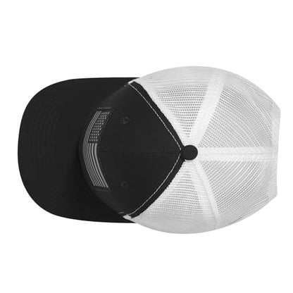 American Flag Trucker Hat, Patriotic Baseball Cap for Men & Women, Breathable Mesh Adjustable Snapback, USA Flag Patch - color: Black/White