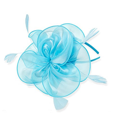 AQOKKA Women Fascinators Hats Flower Fascinators with Headband and Clip Tea Party Headwear for Women and Girls - color: 8.2" Diameter / Light Blue a