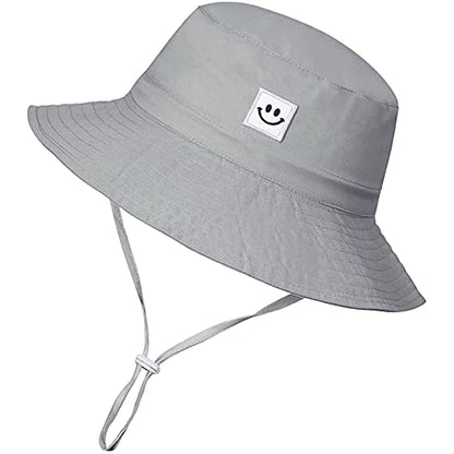 55cube Baby & Toddler Sun Hat UPF 50+ Bucket Hat with Chin Strap - color: 1pack Grey, size: 0-6 Months