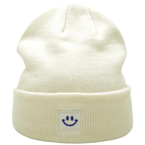 55cube Unisex Winter Beanie Hats Warm Thick Knit Cuffed Skullcaps - color: Cloud Dancer
