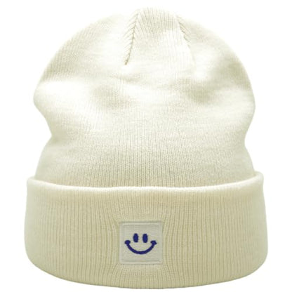 55cube Unisex Winter Beanie Hats Warm Thick Knit Cuffed Skullcaps - color: Cloud Dancer
