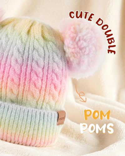 Toddler Winter Hat with Double Pom Pom Toddler Winter Beanie Hat for 3-8 - color: Multicolour
