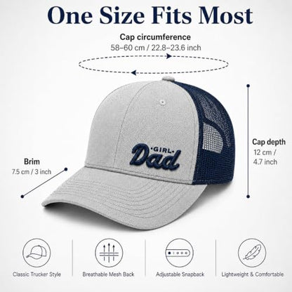 Wishper Studio Embroidered Baseball Cap for Women Men, Cotton Hat with Adjustable Velcro, Minimalist Animal Embroidery - color: Heather Gray/Navy Blue