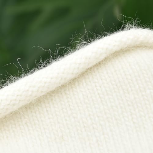 Women's Knitted Angora Wool Hat for Autumn and Winter Warm and Stylish with Rolled Brim and Slanted Rhinestones Cap - color: New-white
