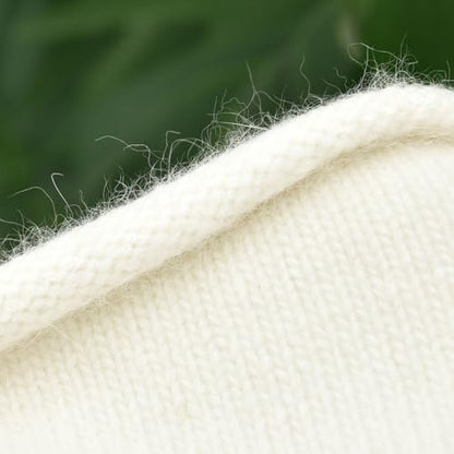 Women's Knitted Angora Wool Hat for Autumn and Winter Warm and Stylish with Rolled Brim and Slanted Rhinestones Cap - color: New-white