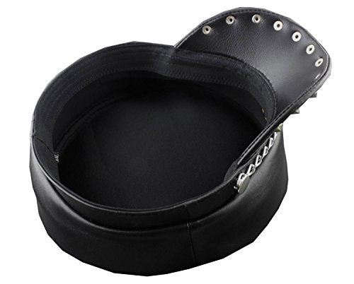 vogueteen New! Metal Rivet Studded Skull Mens Genuine Leather Biker Punk Rocker Cap Hat - size: 6 7/8-7