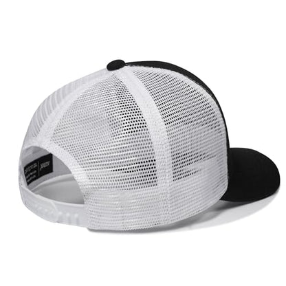 American Flag Trucker Hat, Patriotic Baseball Cap for Men & Women, Breathable Mesh Adjustable Snapback, USA Flag Patch - color: Black/White