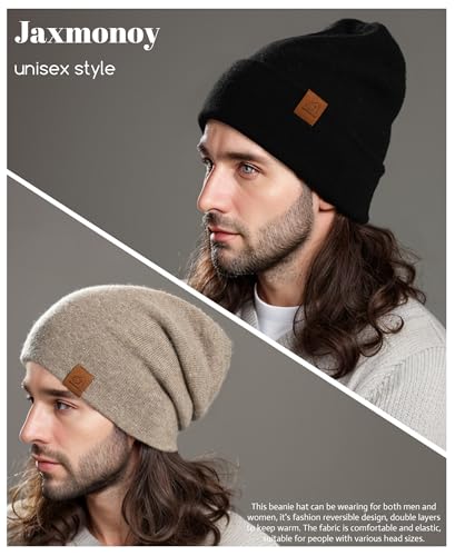 jaxmonoy Slouchy Knit Beanies Winter Hats for Women Men Soft Warm Reversible Slouch Cuffed Skull Knitted Beanie Cap - color: Wine Red